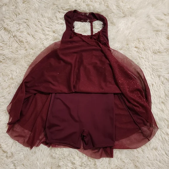 Weissman Girls Maroon Glitter Halter Dress Dance Costume || Large - Picture 9 of 11